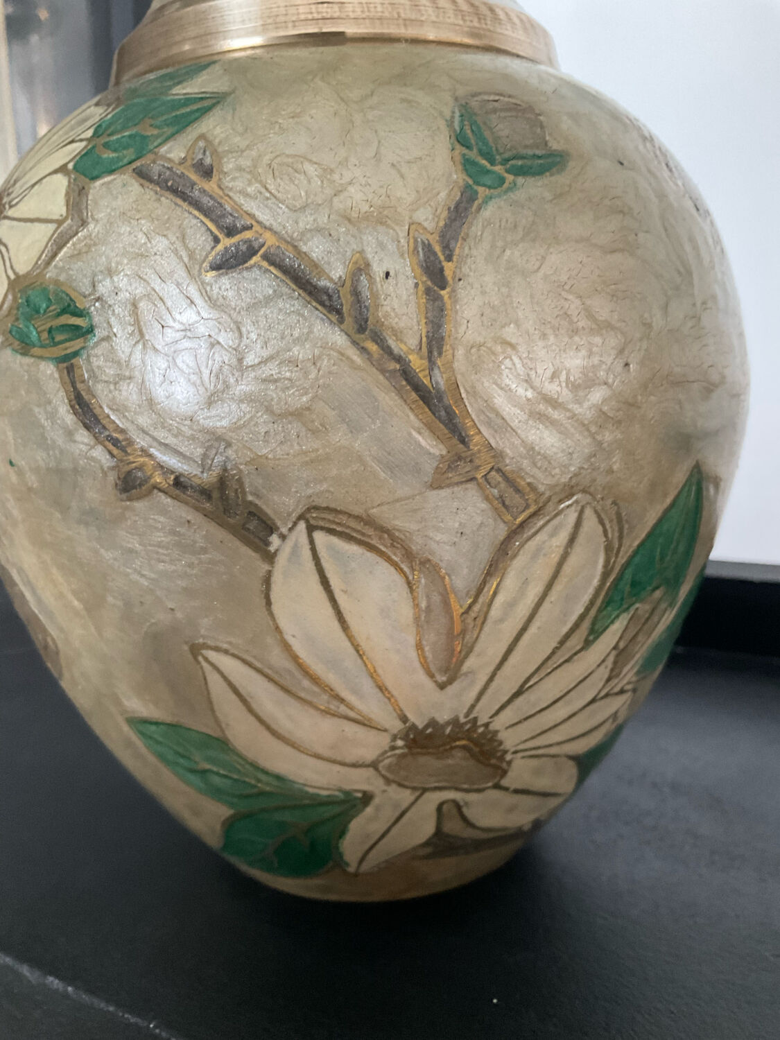 Vintage vase in solid bronze and cloisonné enamel