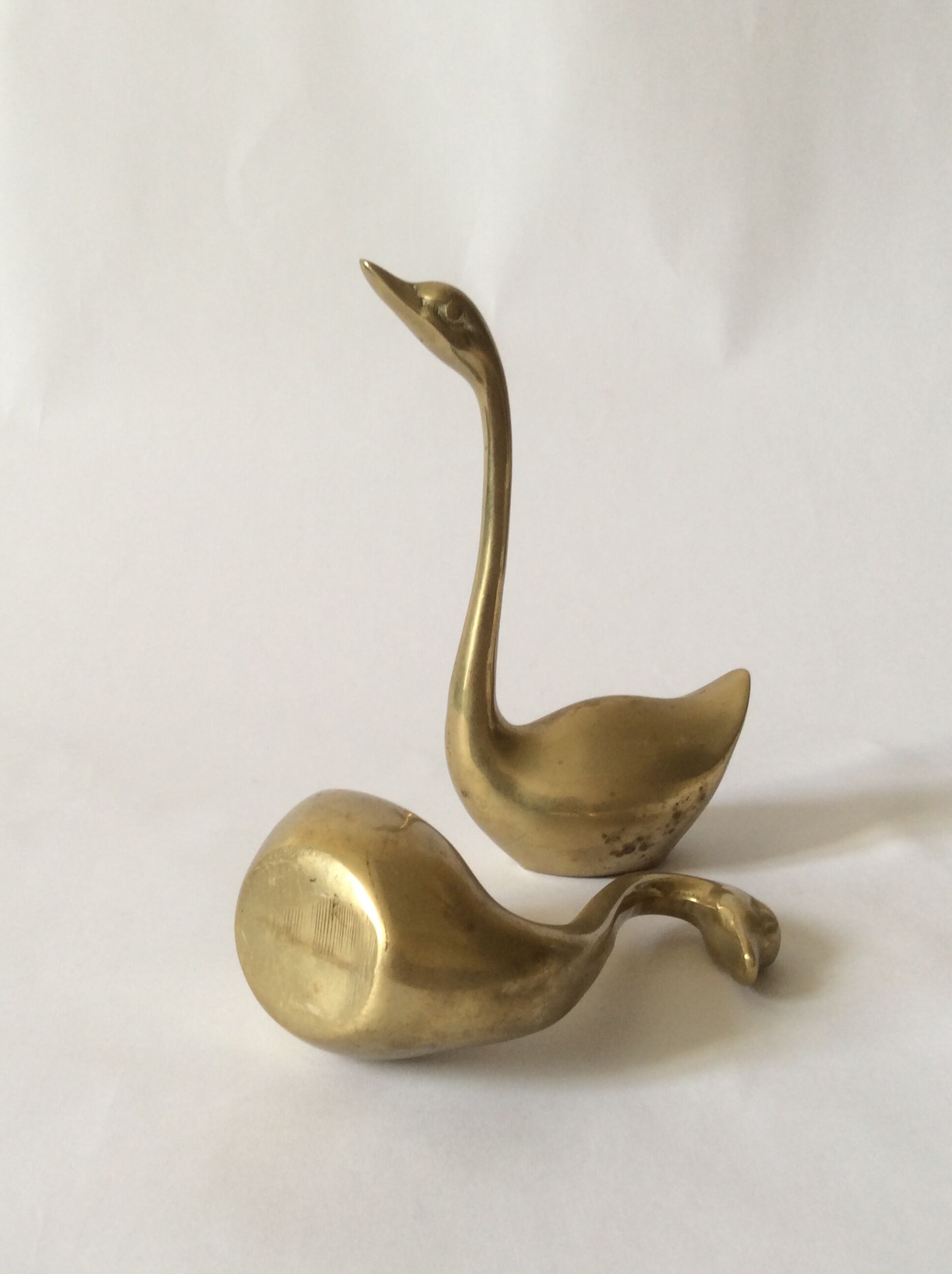 Set of 2 vintage brass swans