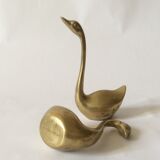 Set of 2 vintage brass swans