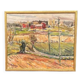 Original Swedish Oil on Panel – “Landscape” by Alexander Roos (1895–1973) – Signed – Vintage & Framed – 48 × 41 cm