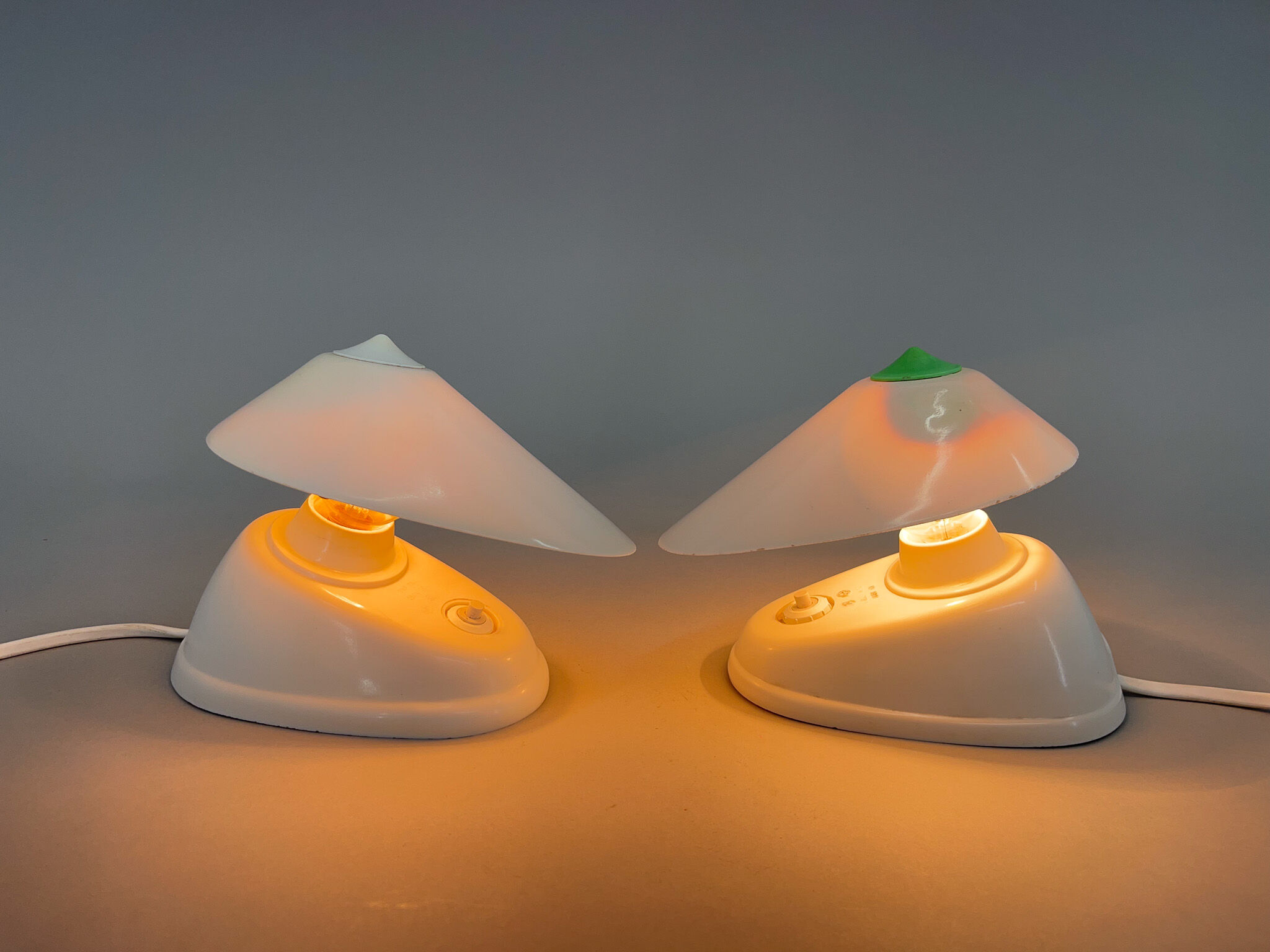 1960s Pair of White Bakelite Table or Wall Lamp, Czechoslovakia