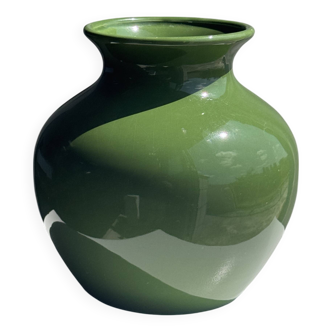 Vase vert boule vintage H19