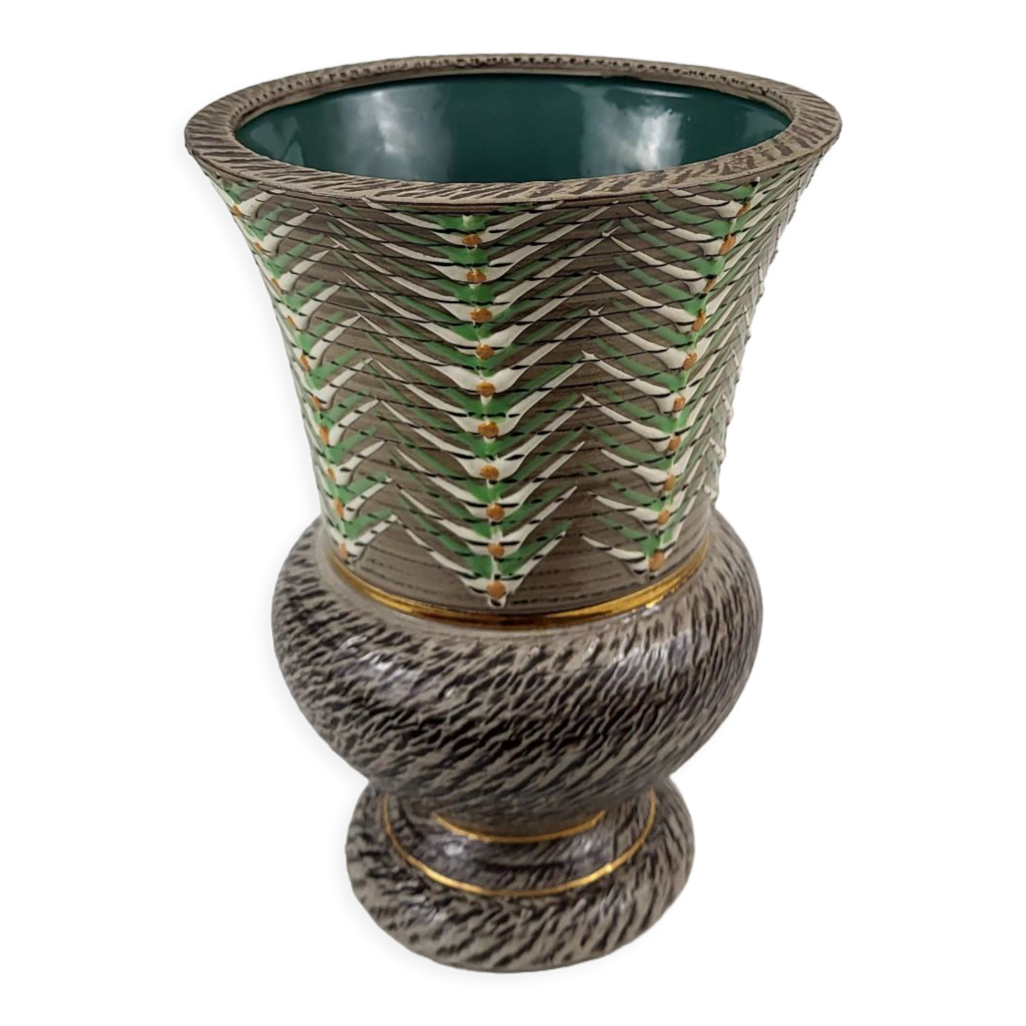 Sandstone vase signed Breugnot Art Deco style