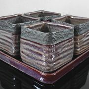 Vintage Set in Glazed Ceramic – 4 Bowls & Tray – Style
