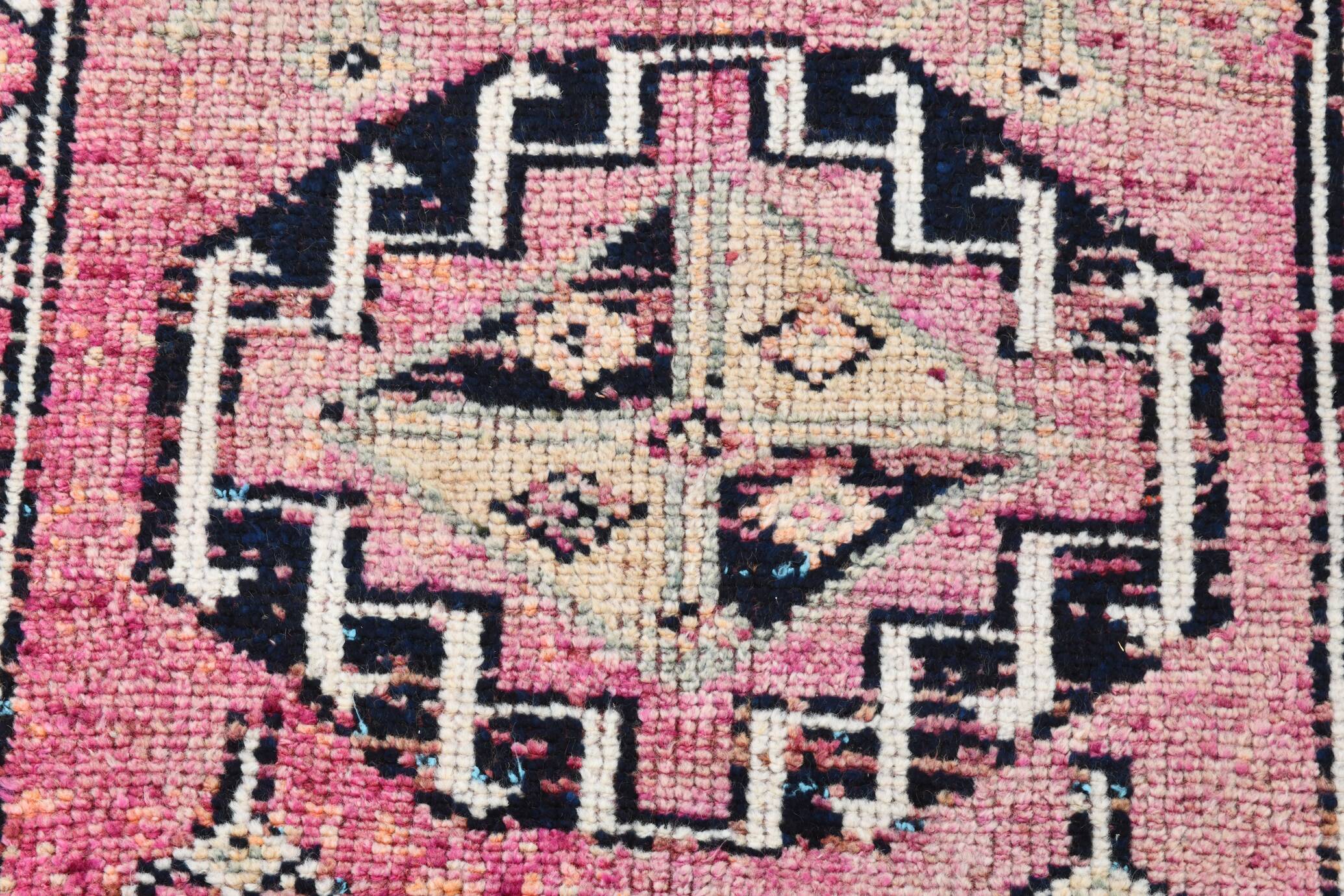 Soft Pink & Orange Rare Style Vintage Runner Rug, 91x359 Cm