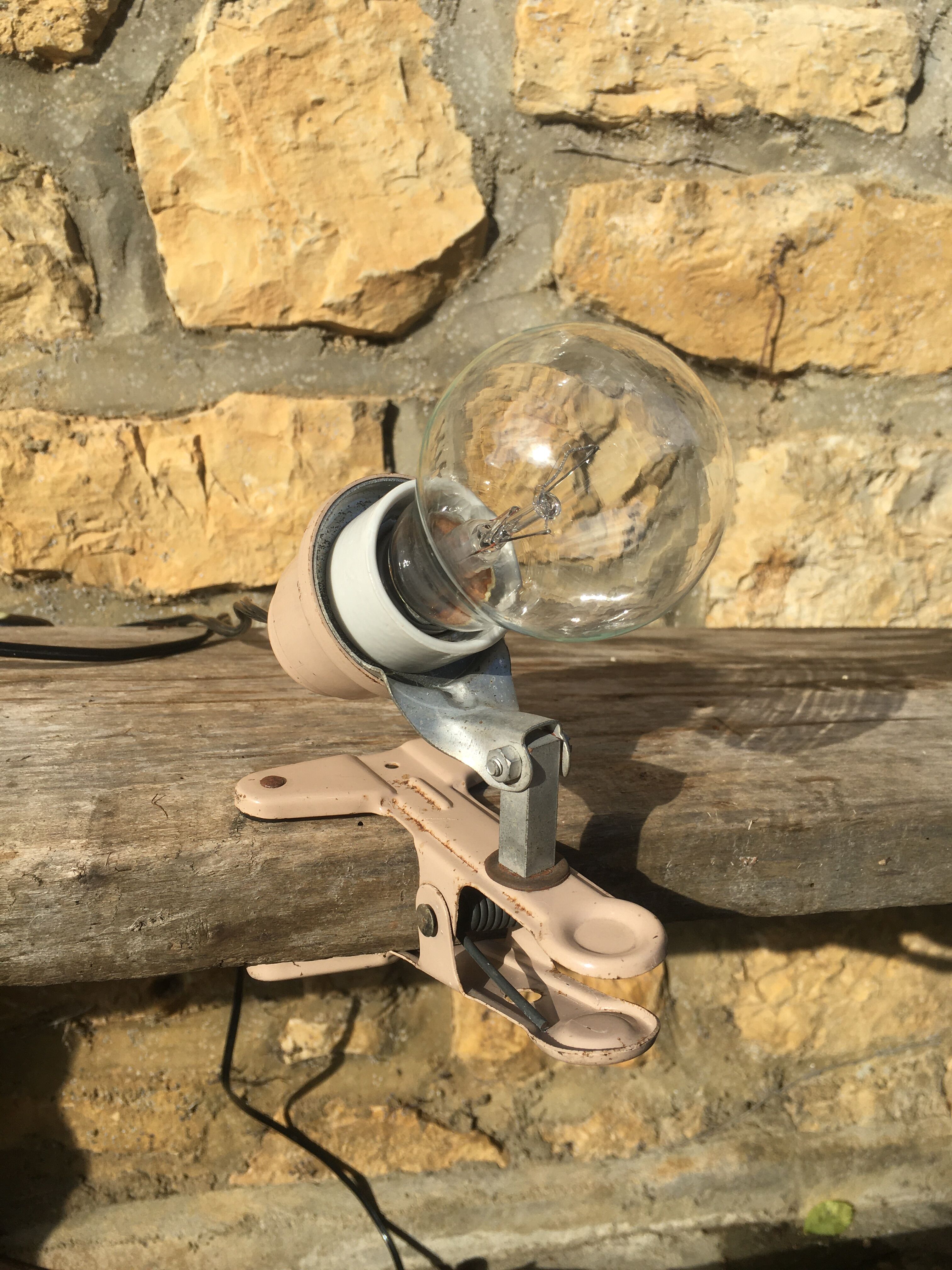 Pink metal clip lamp