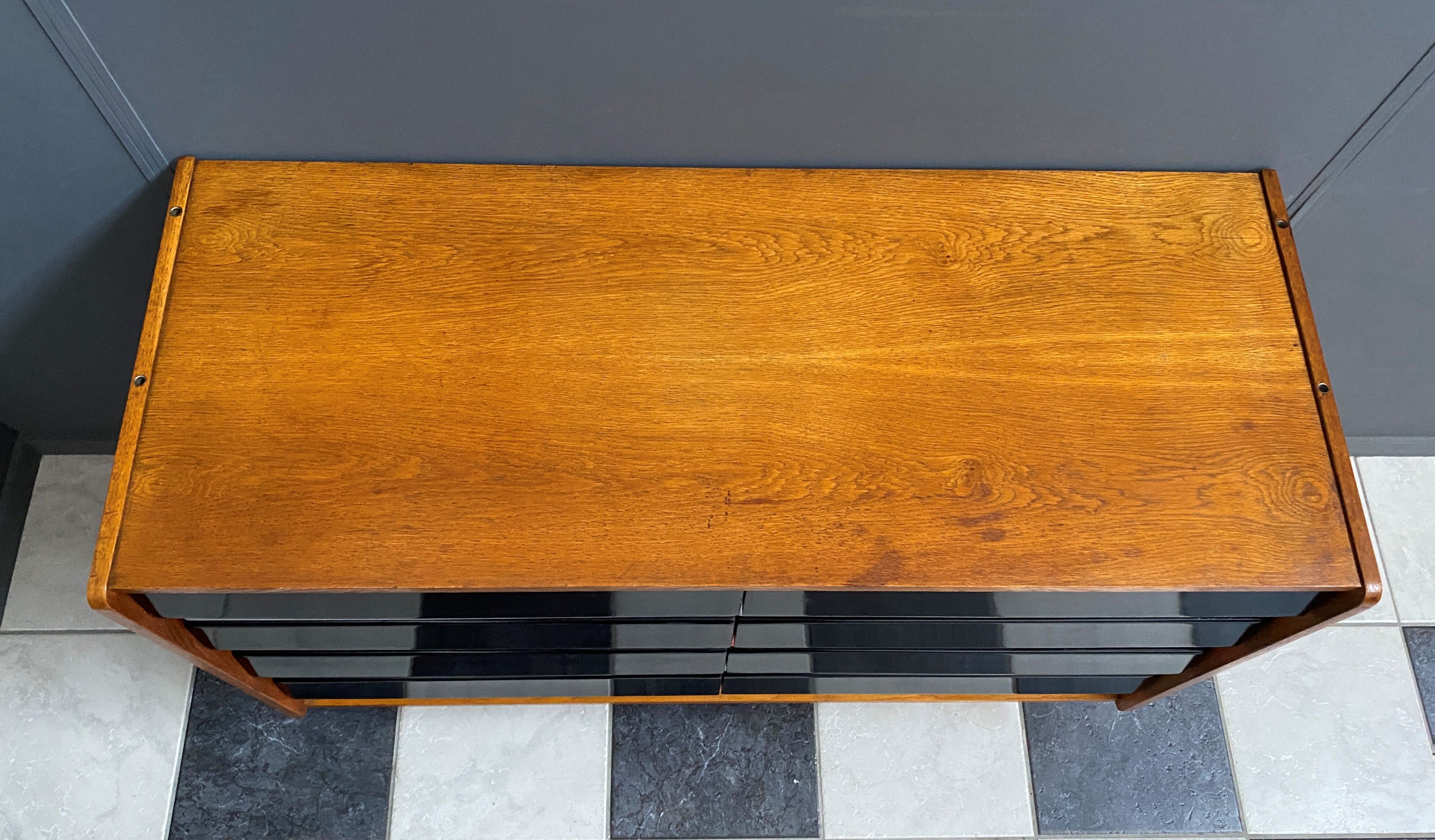 Jiri jiroutek sideboard U-450 pink 8-drawers 1960s Interier Praha