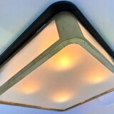 Grand plafonnier ou applique murale de style Bauhaus, en laiton et verre, taille XXL, années 1940