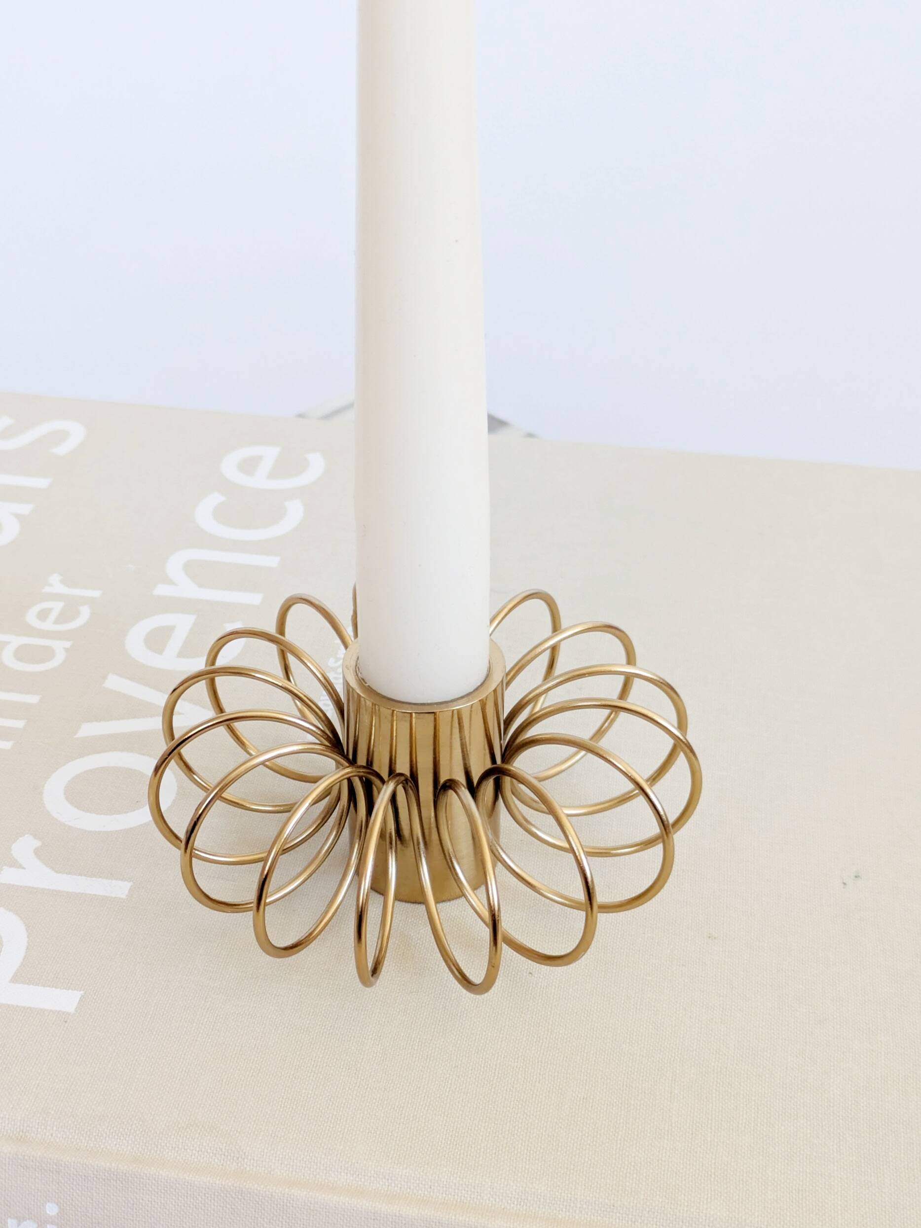 Vintage Brass Spiral Candle Holder Minimalist Midcentury Design