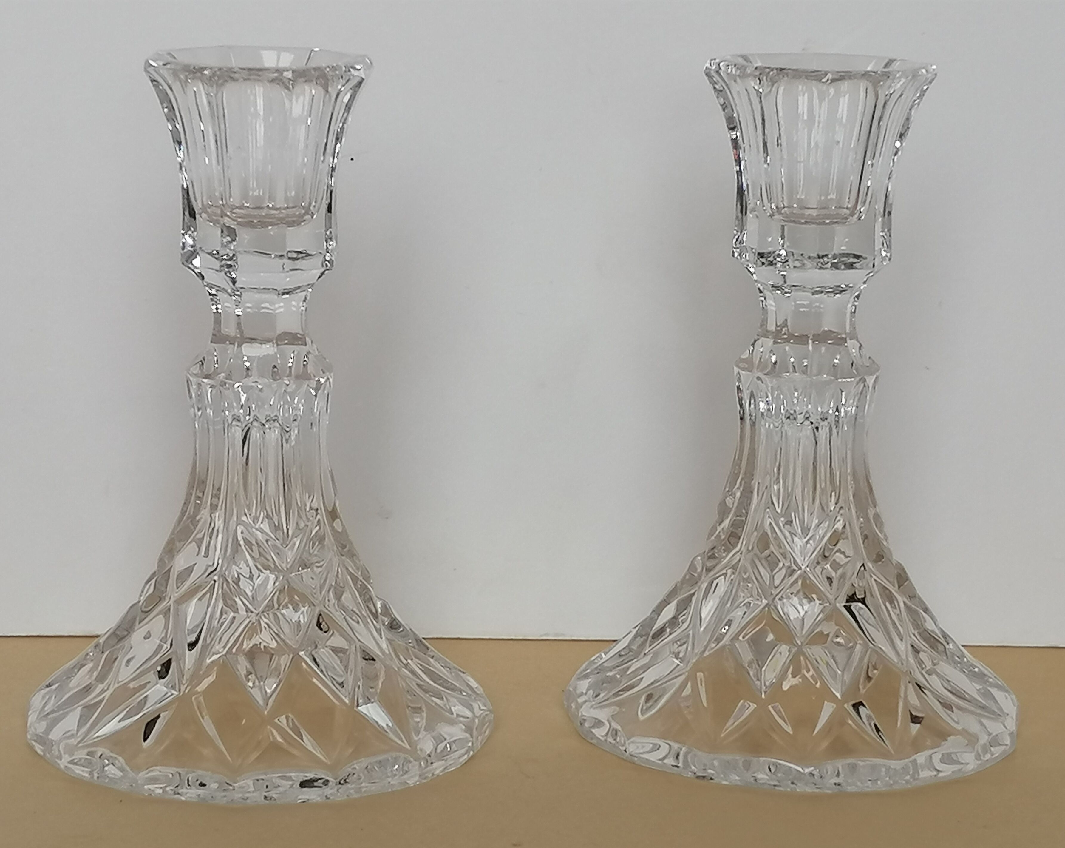 Pair of crystal candle holders