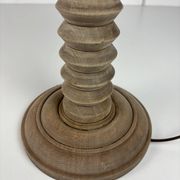 Wabi sabi brutalist wood turned table lamp in the style of Charles Dudouyt