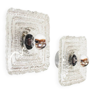 Set of 'ice glass' wall lamps by Peill & Putzler