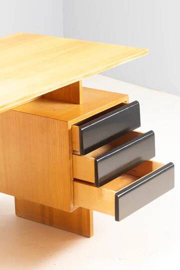 Writing desk by Bohumil Lansman, mid-century, 1950s–1960s, Czechoslovakia, wooden desk.