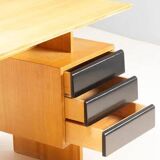 Writing desk by Bohumil Lansman, mid-century, 1950s–1960s, Czechoslovakia, wooden desk.