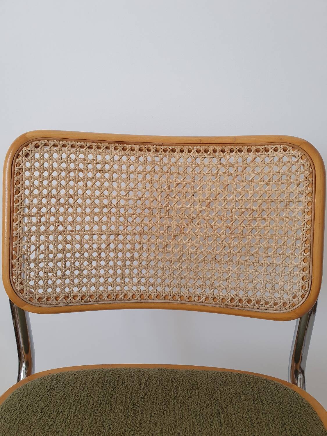 Pair of Marcel Breuer cane and fabric chairs