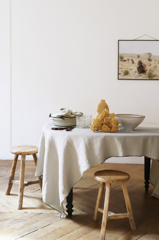 Nappe craie en lin upcyclé