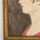 Aquarelle sur papier calque portrait femme travail debut xxe cadre dore