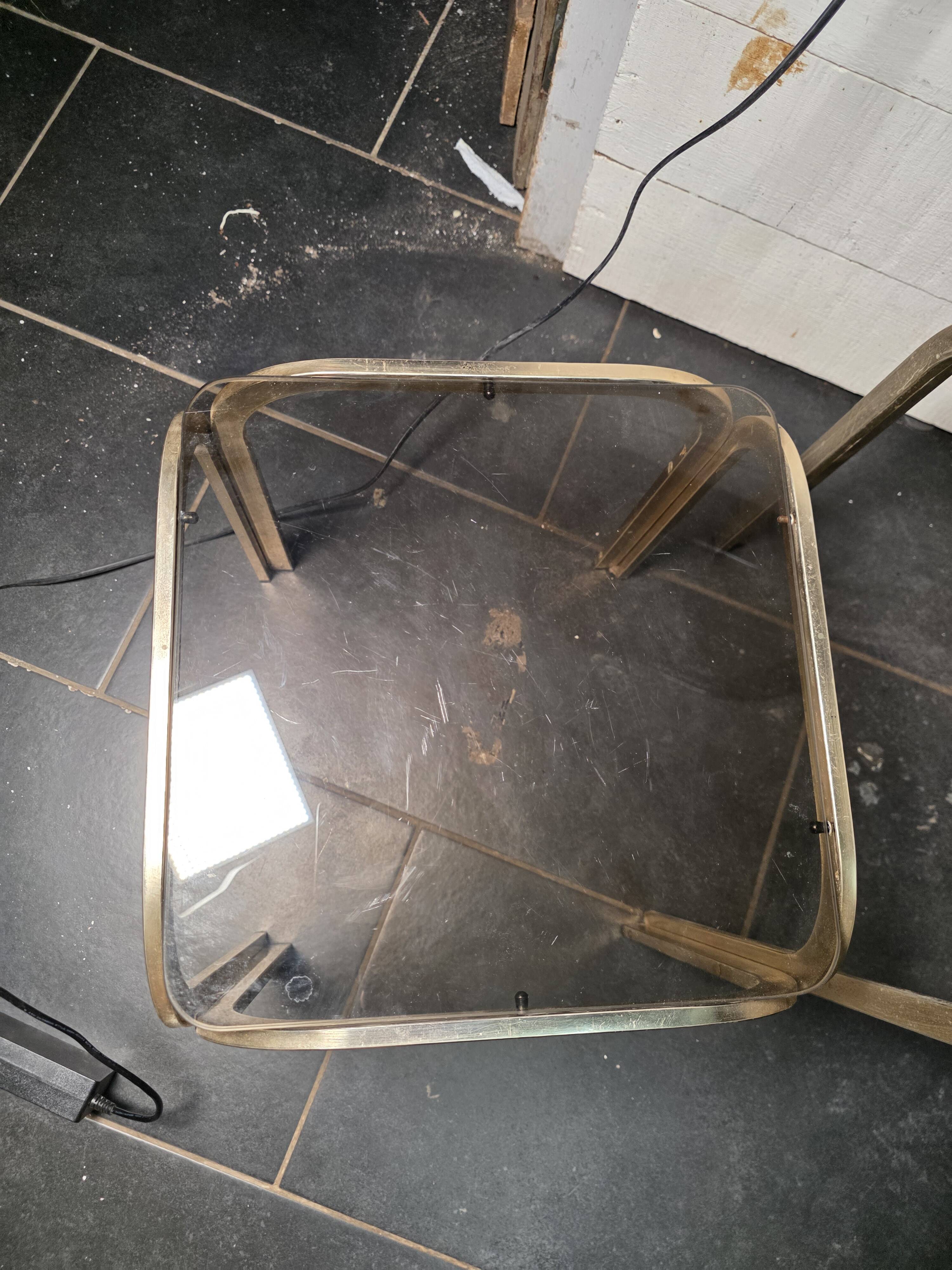 1970s golden metal nesting table