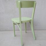 Old bistro chair green curved wood