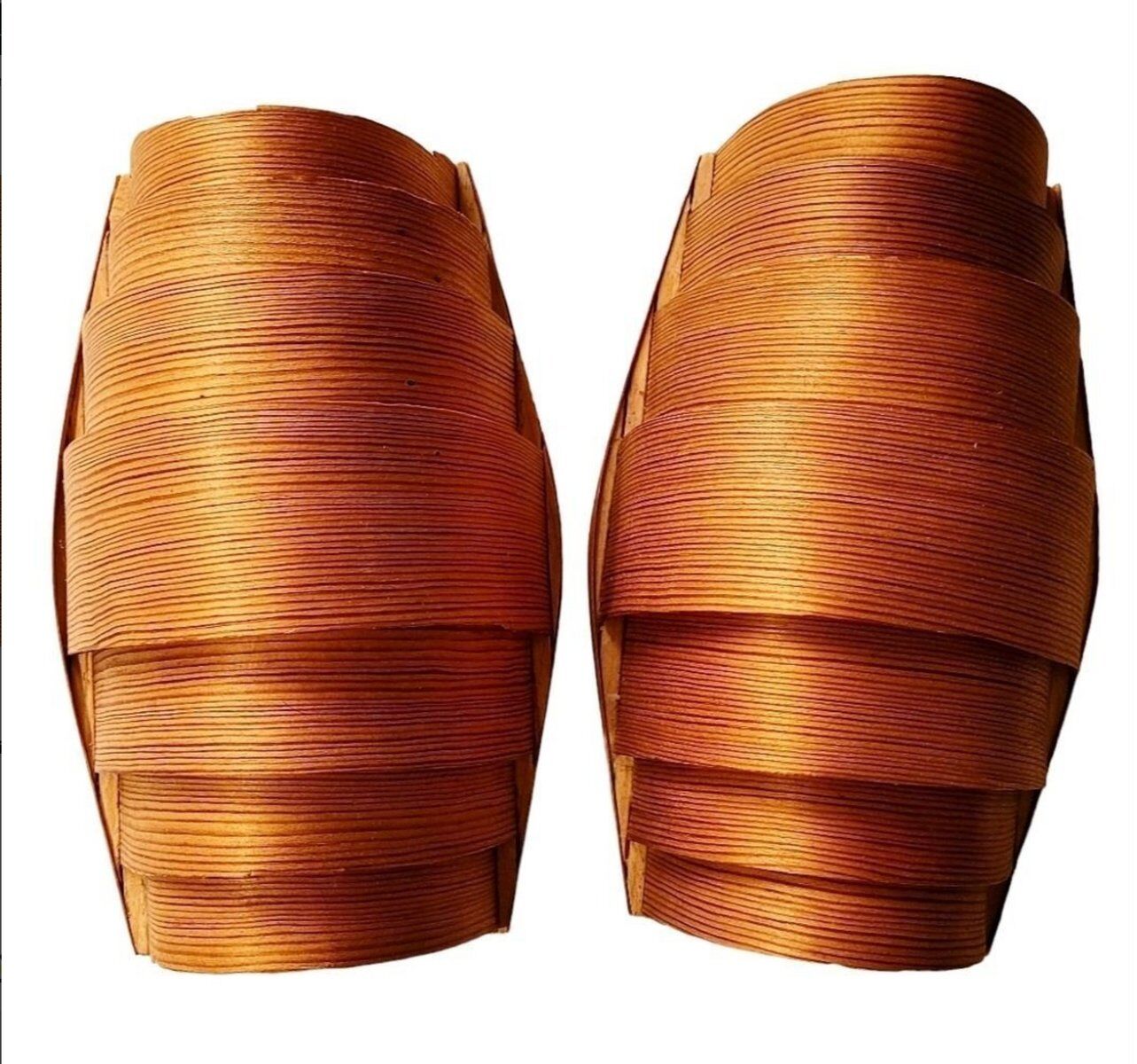 Vintage Danish pine wall lamps, 1960s, set of 2