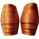 Vintage Danish pine wall lamps, 1960s, set of 2