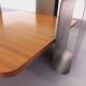 Square coffee table with 2 trays, vintage Space Age style from the 70s, in bluish smoked glass, teak