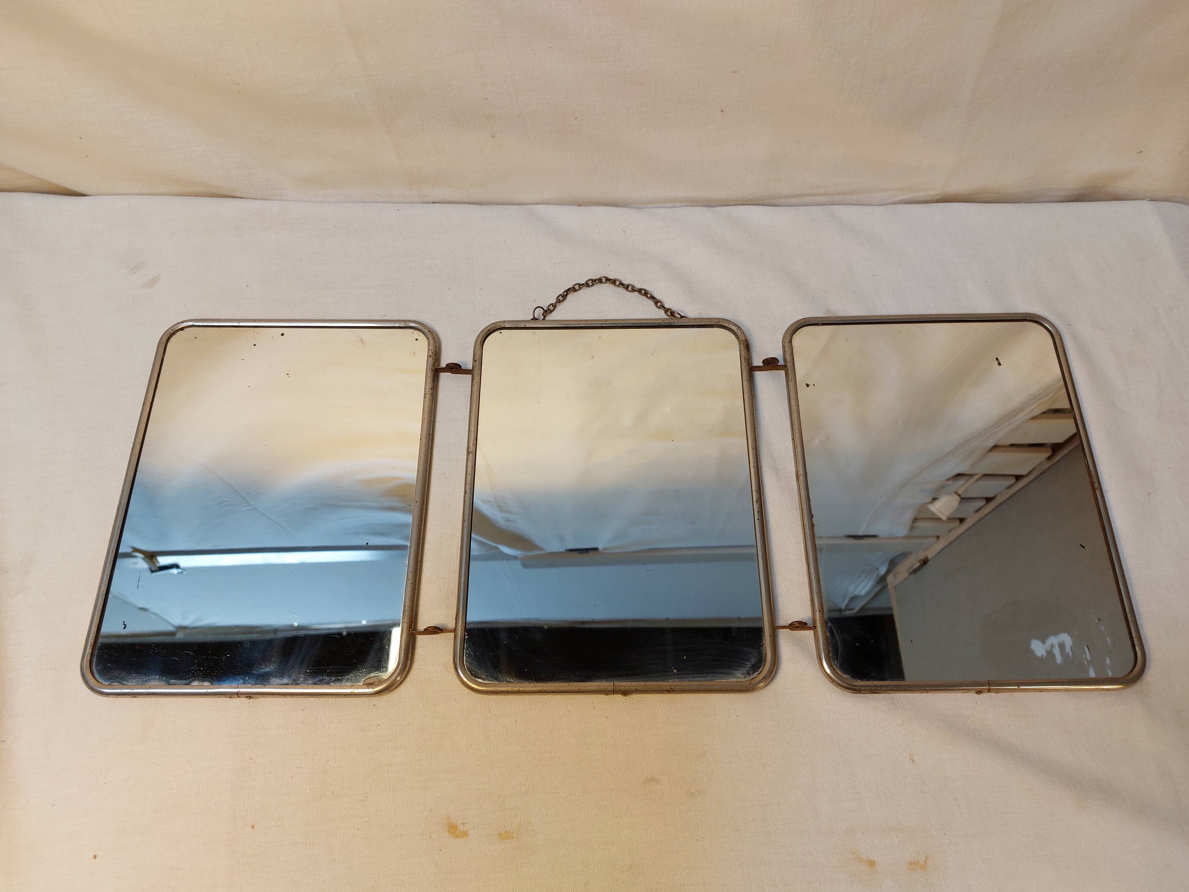 Vintage barber triptych mirror