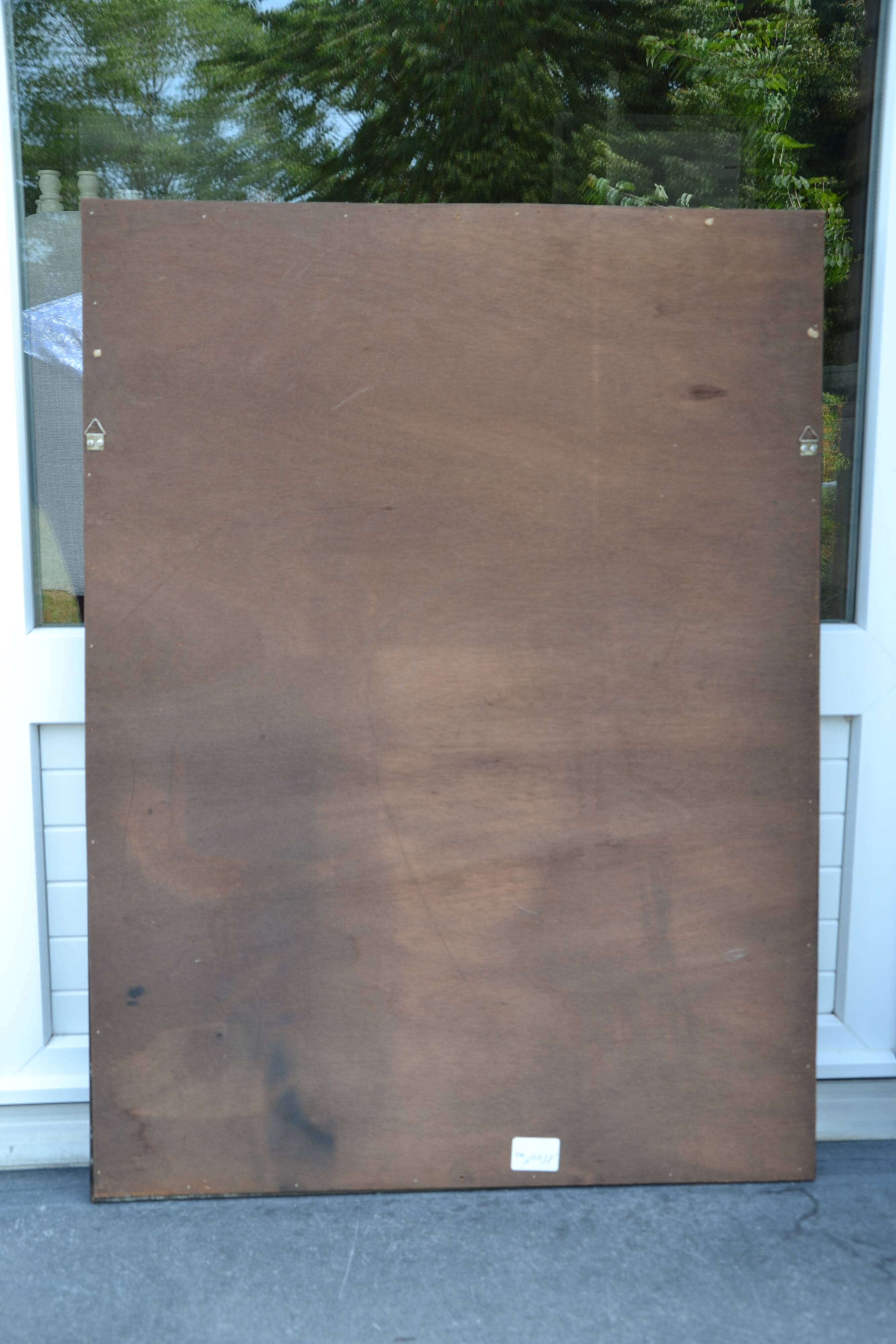 Large khaki beveled mother-of-pearl mirror from the 70s/80s