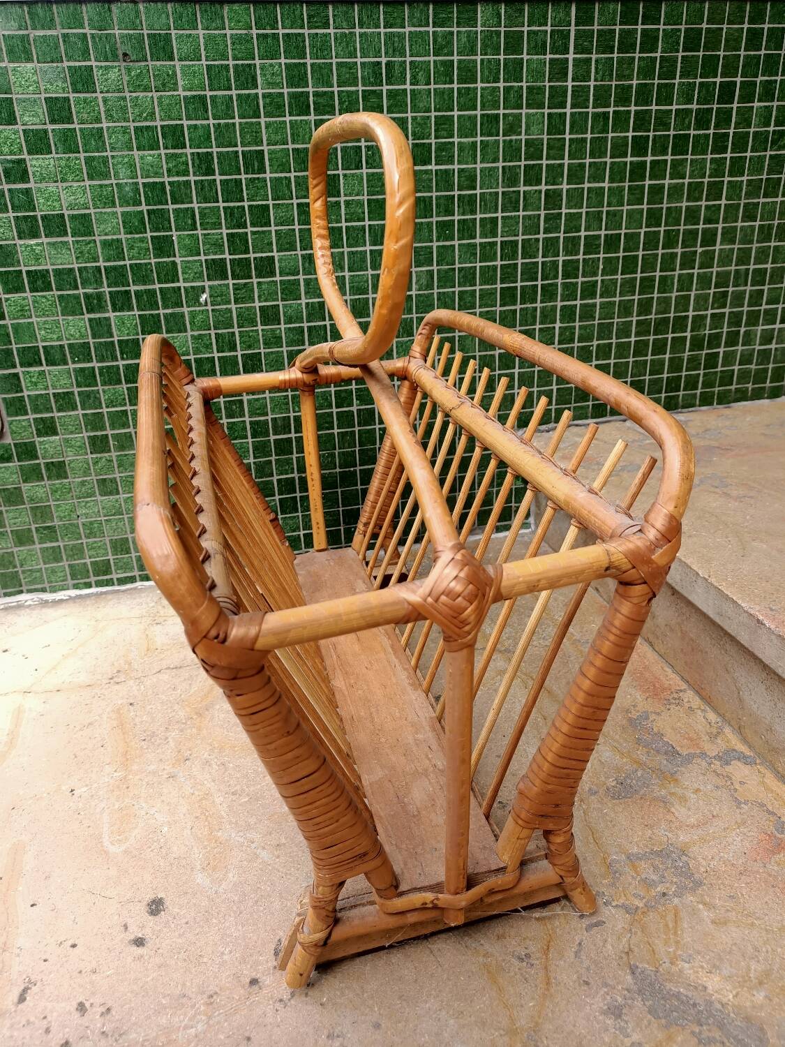 Rattan magazine rack
