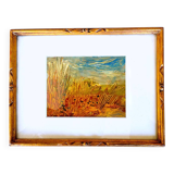 Painting – Oil on paper framed under glass – Semi-abstract landscape 1920