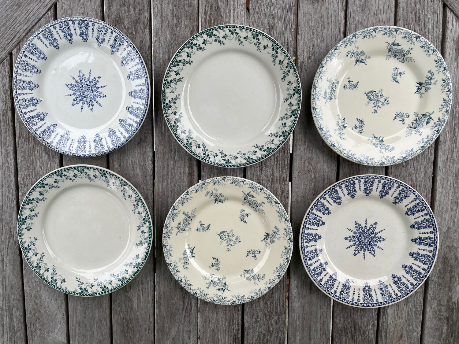 6 Mismatched Gien Iron Earth Dessert Plates