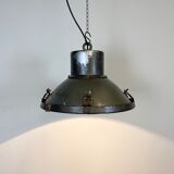 Industrial aluminium factory lamp with glass cover, 1960s