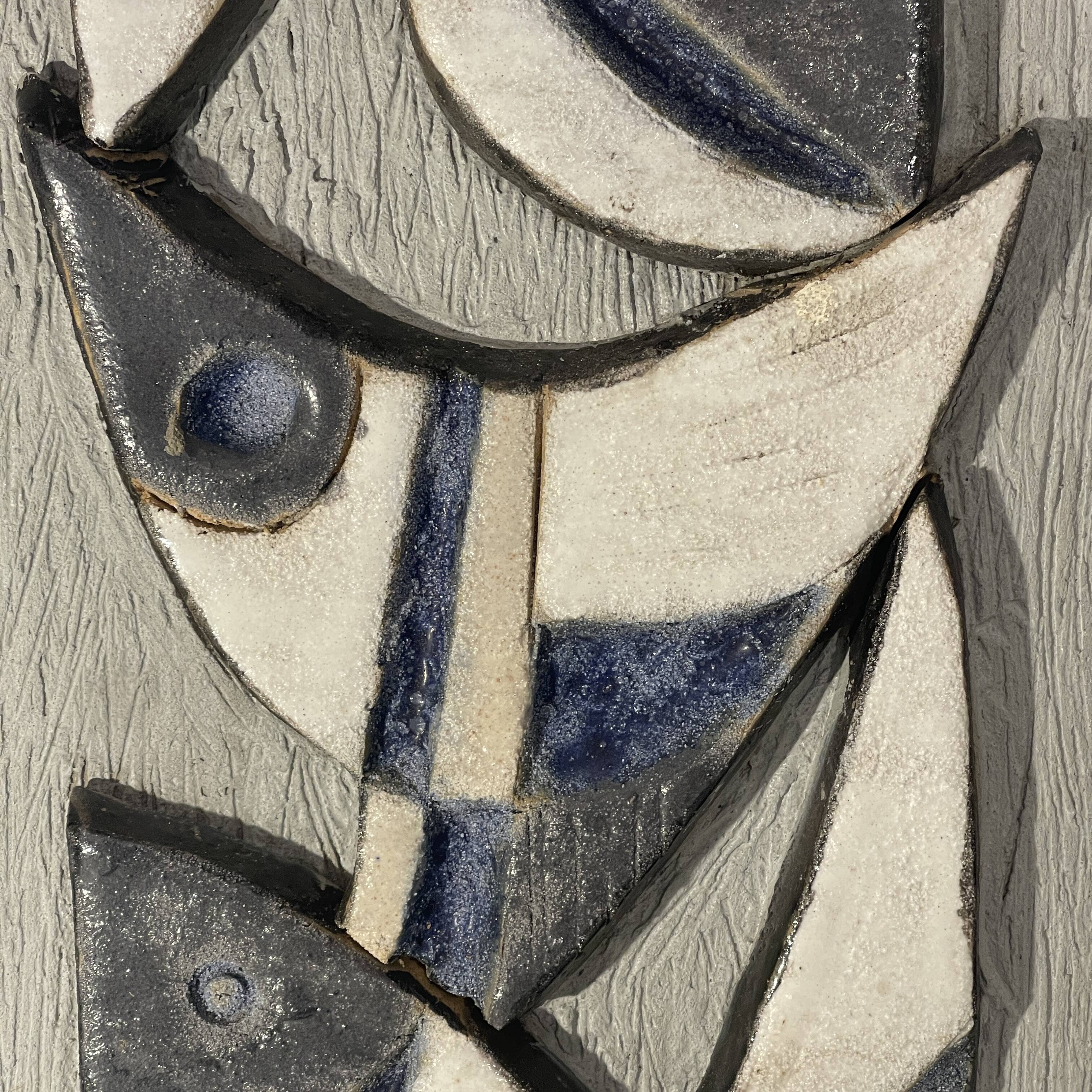 abstract sculpture / Frans Tuinstra / cubist ceramic bas-relief, 1972