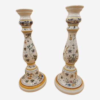 Hand-painted ceramic candlesticks