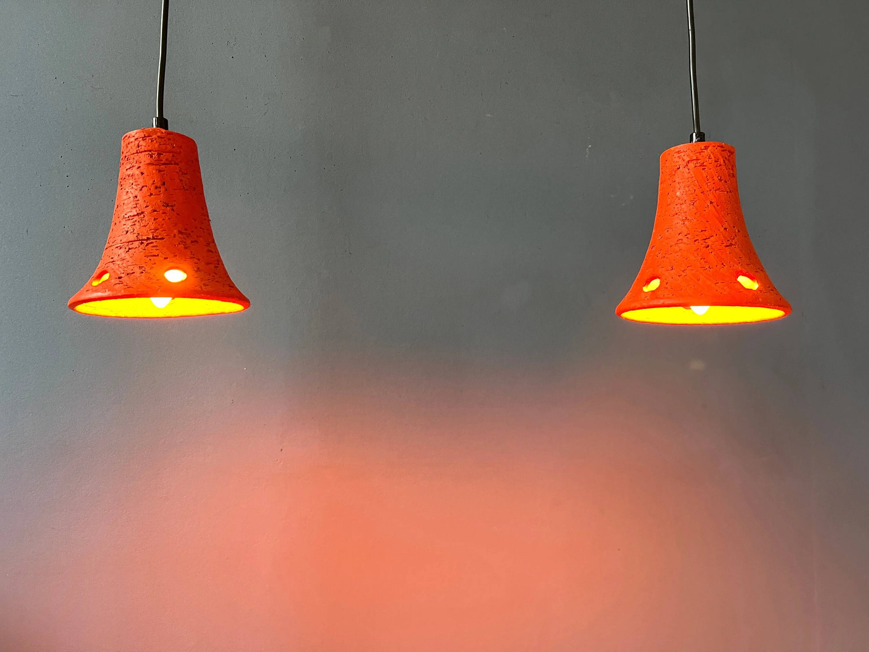 2 retro ceramic orange pendants