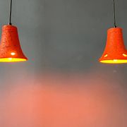 2 retro ceramic orange pendants