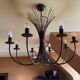 Grand lustre gerbe de ble en fer forge 8 feux
