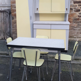 Yellow and grey formica buffet, Plastilux, vintage, 60s