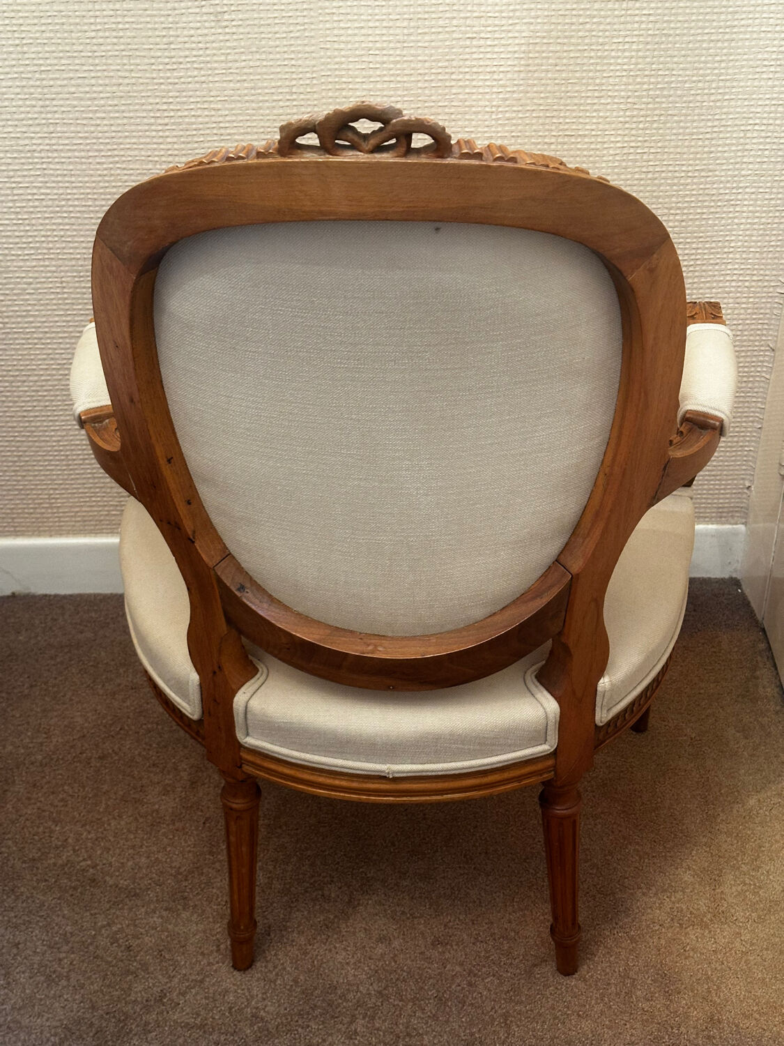 Pair of Louis XVI style medallion armchairs, late 19th / early 20th century.