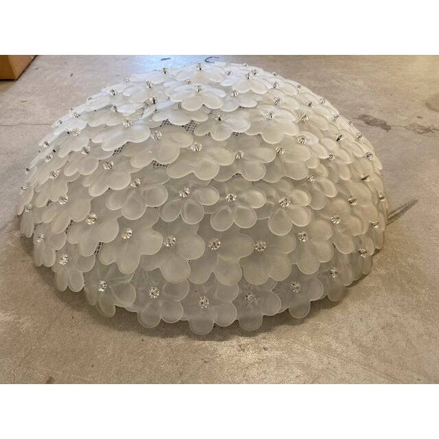 Contemporary Sanded-Flowers Murano Glass Flush Mount