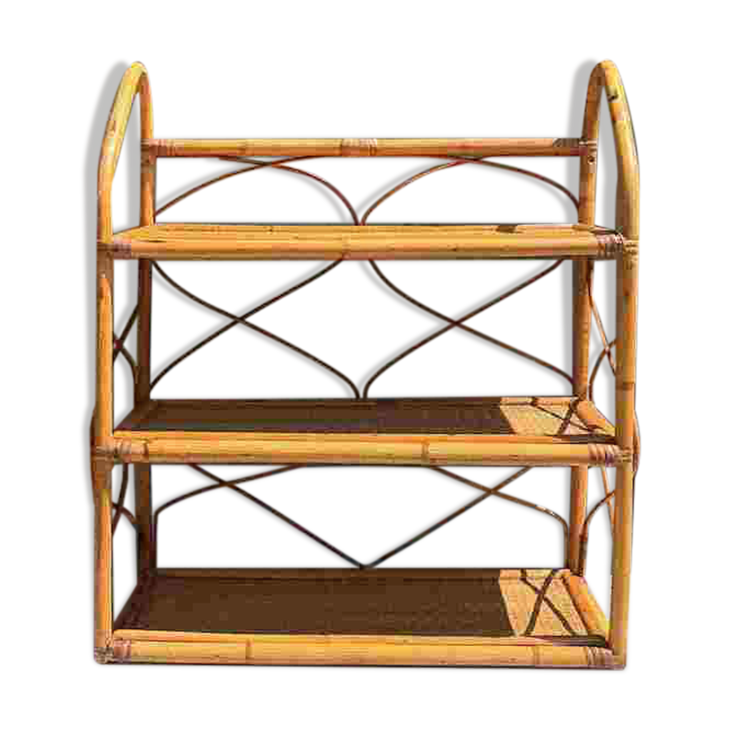Vintage wall shelf in rattan