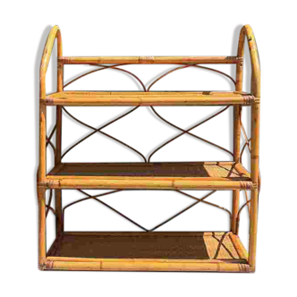 Vintage rattan wall shelf