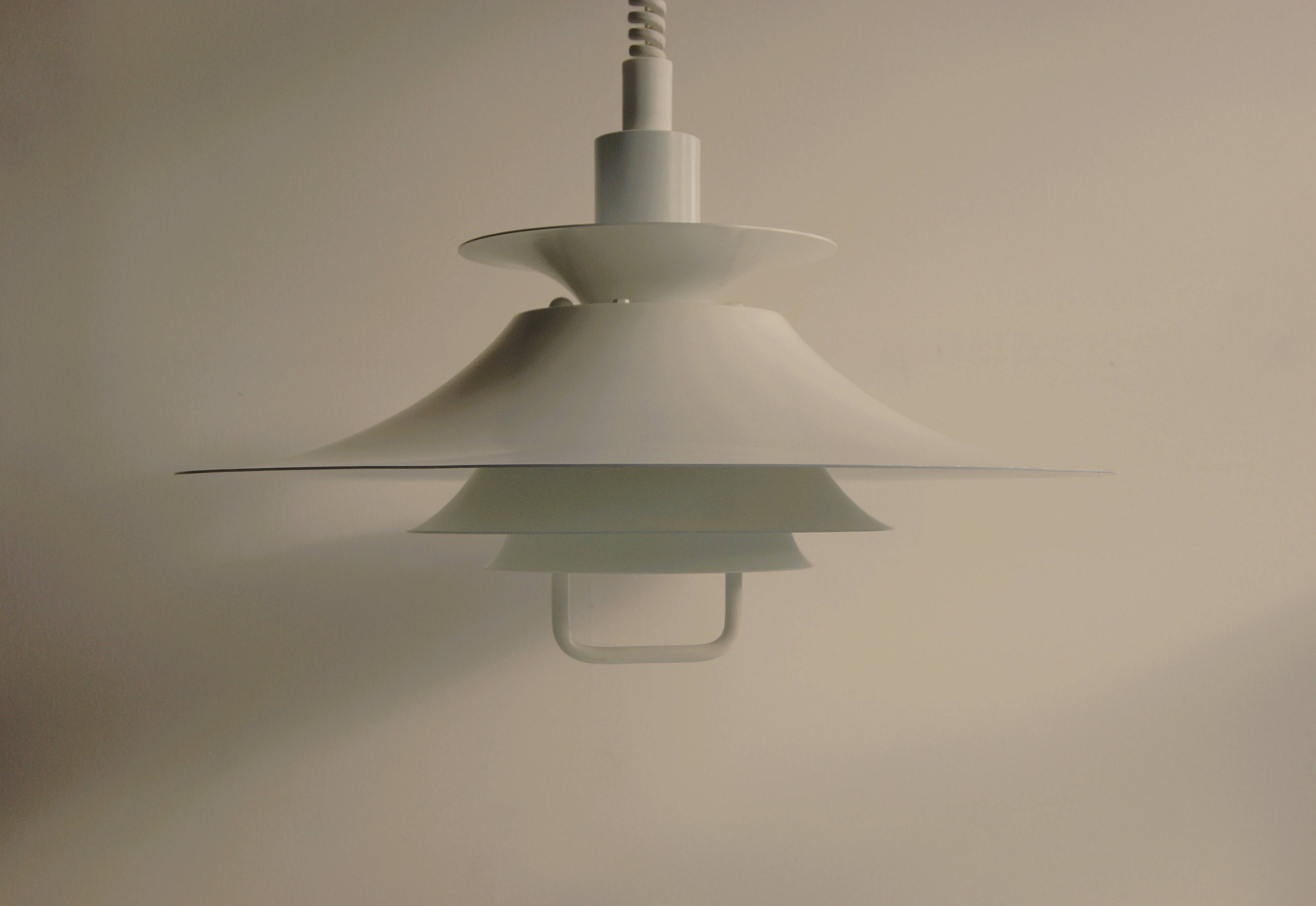 Large white mid-century modern pendant lamp - Frandsen Denmark - 1970s