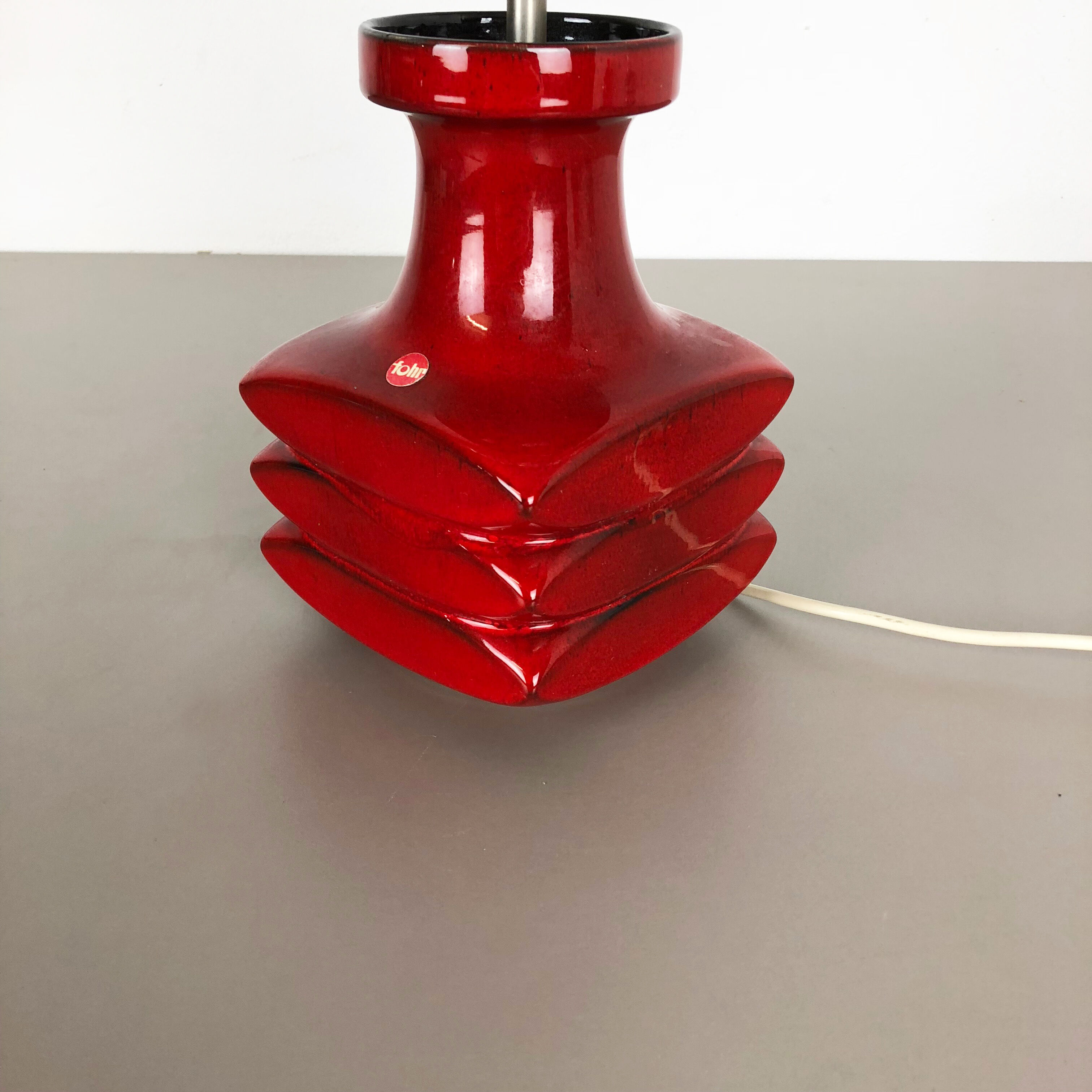 Red ceramic studio pottery table light by Cari Zalloni for Fohr, Germany 1970s