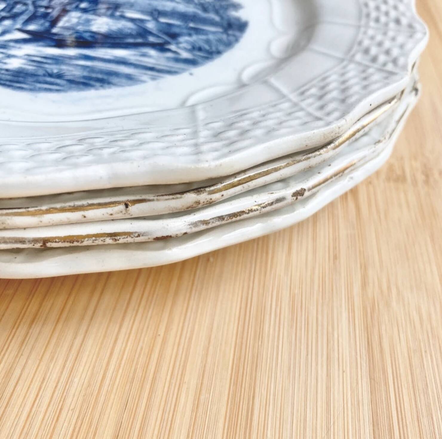 Assiettes à dessert porcelaine opaque Delft