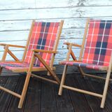 Pair of folding camping chairs Plidéal vintage 1950