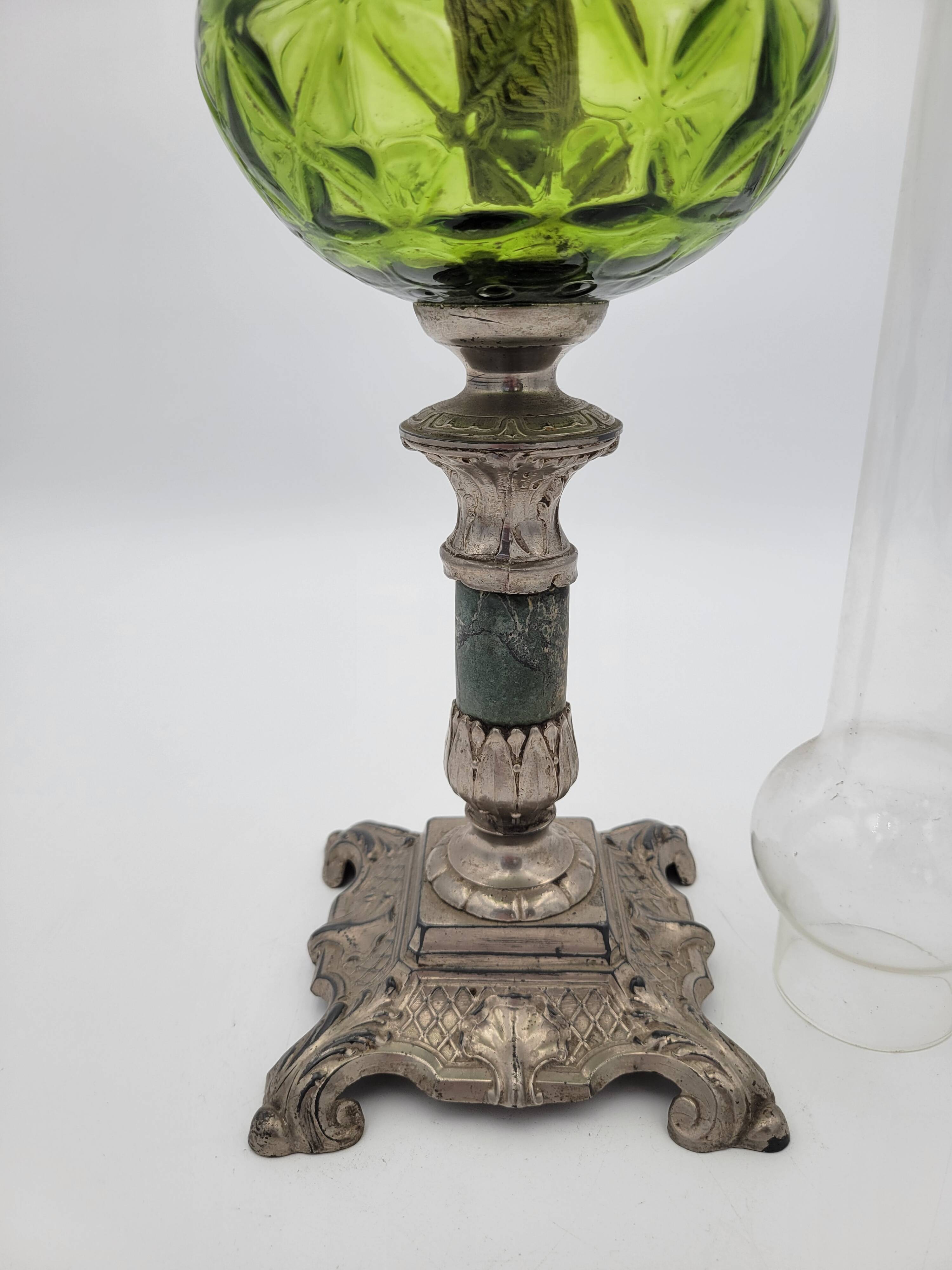 Green vintage oil lamp