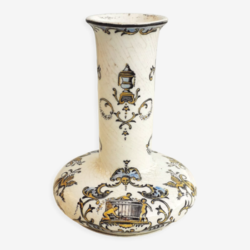 Vase porcelaine de Gien, enfants au pressoir, XIX ème siècle