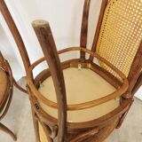 Set of 4 Vintage Bentwood Dining Chairs: Cane Back, Thonet Style