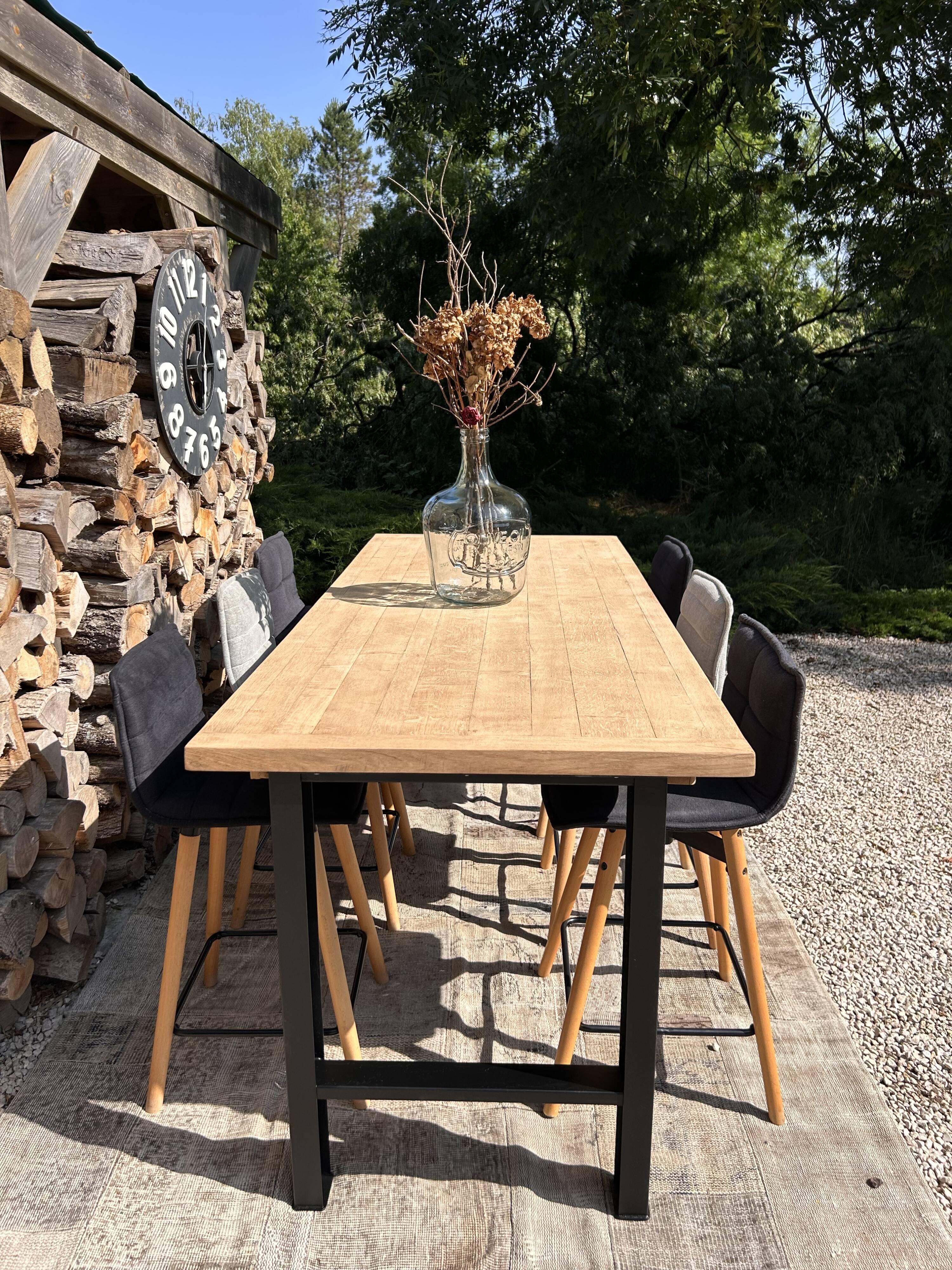 High table, island in wood and metal